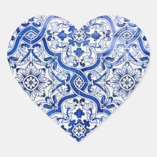 Cœur Carrelage bleu Portugais Azulejo Sticker Coeur