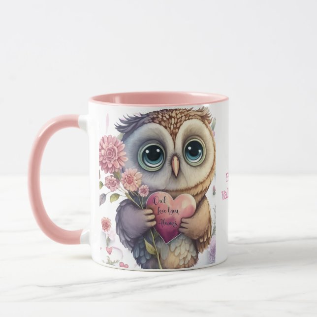 Coeur "Chouette aime toujours" Mug (Gauche)