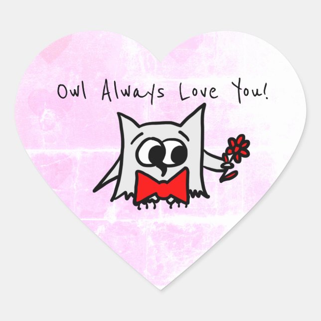 Cœur Chouette toujours vous aimer Sticker (Devant)