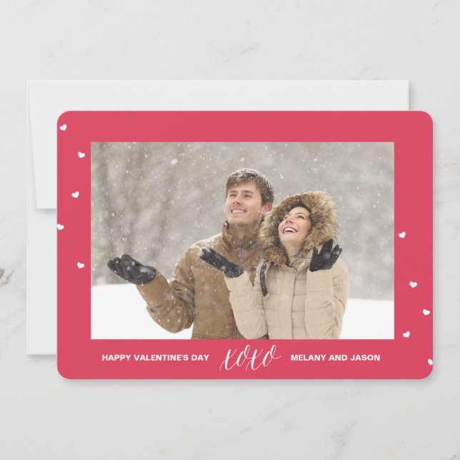 Coeur Confetti Saint Valentin Carte photo-Rouge (Devant)