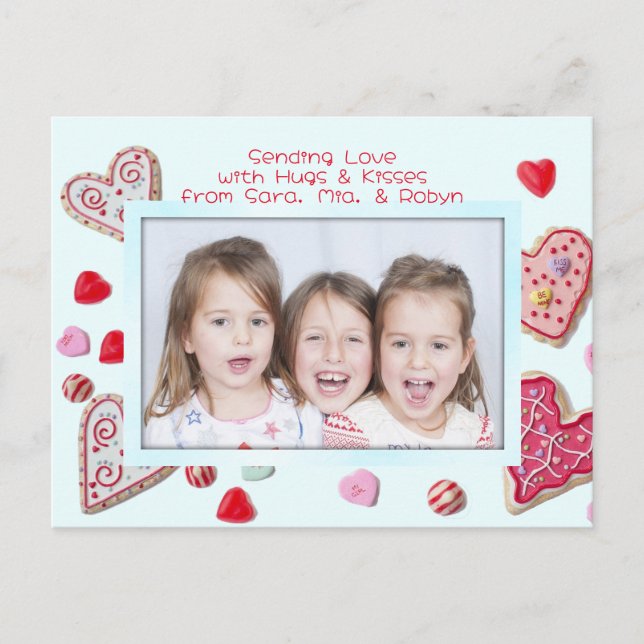 Coeur Cookies Photo Valentine Family Carte postale (Devant)
