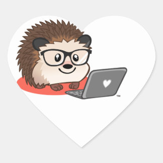 Cœur Cute Geeky Nerdy Hedgehog Sur Un Sticker Ordinateu