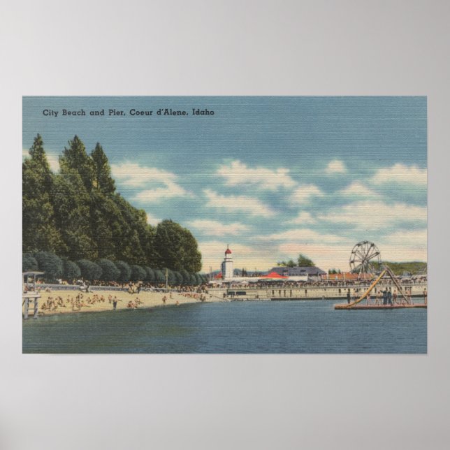 Coeur d'Alene, ID - View City Beach & Pier Poster (Vorne)