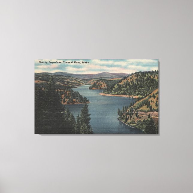 Coeur d'Alene, ID - View of Beauty Bay Leinwanddruck (Vorderseite)