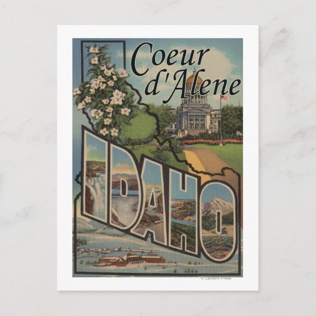 Coeur d'Alene, Idaho - Große Briefszenen Postkarte (Vorderseite)