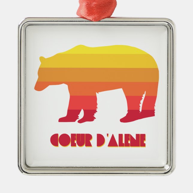 Coeur d'Alene Idaho Rainbow Bear Ornament Aus Metall (Vorne)
