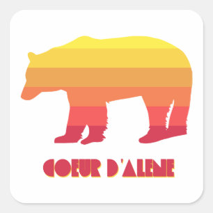 Coeur d'Alene Idaho Rainbow Bear Quadratischer Aufkleber