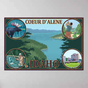 Coeur D'Alene, IdahoScenic Reise-Plakat Poster