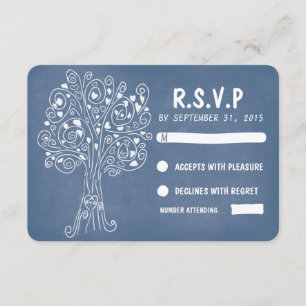 coeur d'amour bleu arbre mariage cartes rsvp