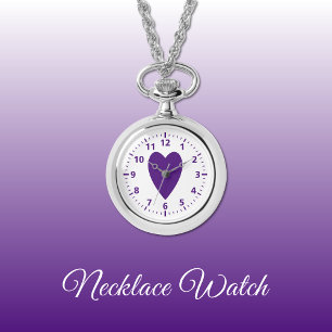 Coeur d'amour pourpre Montre de collier