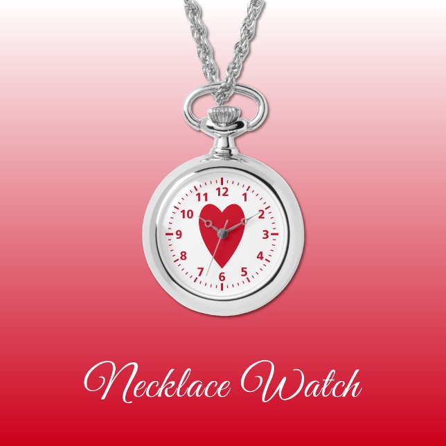 Coeur d'amour rouge Montre de collier (Créateur téléchargé)