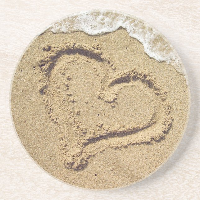 Coeur dans les dessous de verre de sable (Devant)