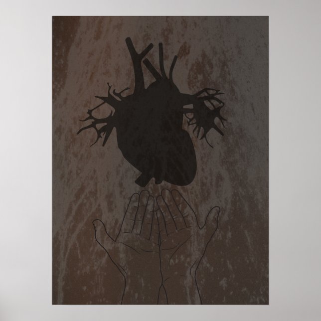 Coeur dans les mains, affiche de don d'organes (Devant)