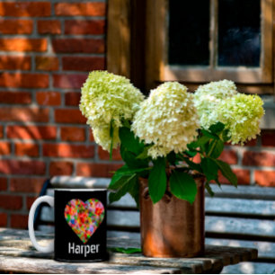 Coeur de couleur élégante noir Mug café à deux ton