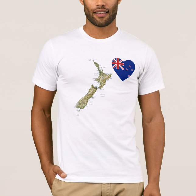 Coeur de drapeau de la Nouvelle Zélande et T-shirt (Devant)