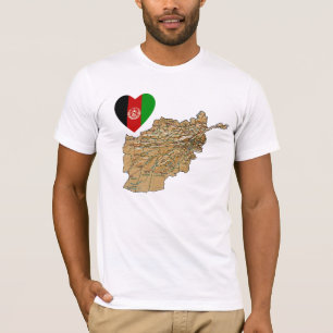 Coeur de drapeau de l'Afghanistan et T-shirt de