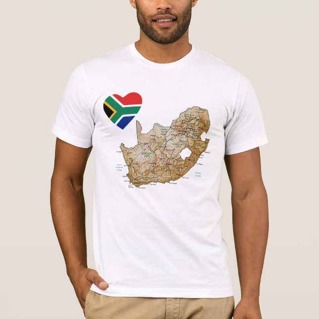 Coeur de drapeau de l'Afrique du Sud et T-shirt de (Devant)