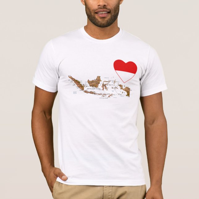 Coeur de drapeau de l'Indonésie et T-shirt de (Devant)