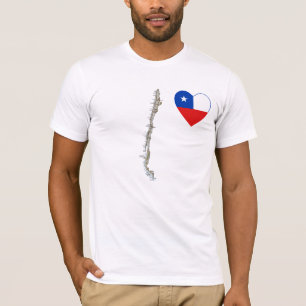 Coeur de drapeau du Chili et T-shirt de carte