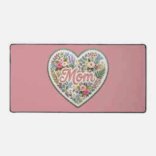 Cœur de fausse broderie florale Maman