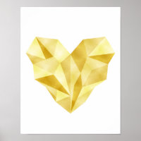 Coeur de feuille d'or Poster du coeur géométrique