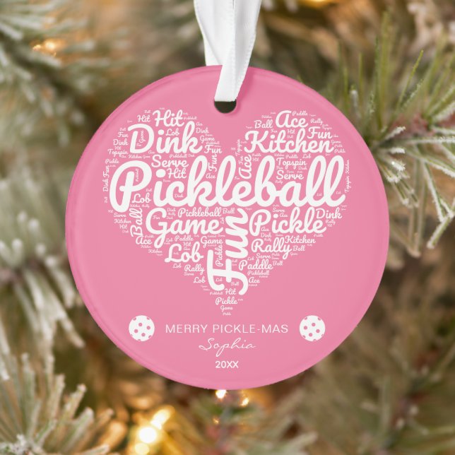 Coeur de Noël de Pickleball personnalisé (Arbre)