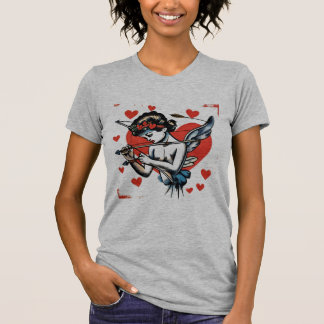 Coeur de tatouage traditionnel et T-shirt croustil