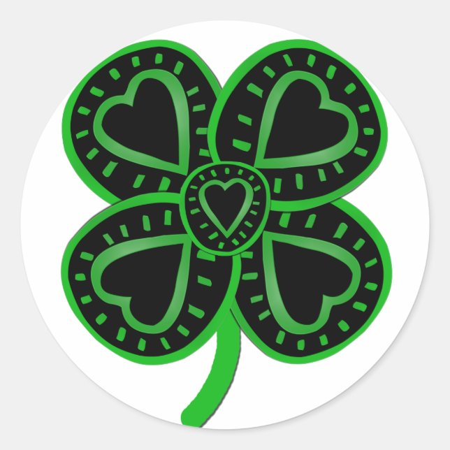 Coeur de trèfle vert noir Sticker St Patrick's Day (Devant)