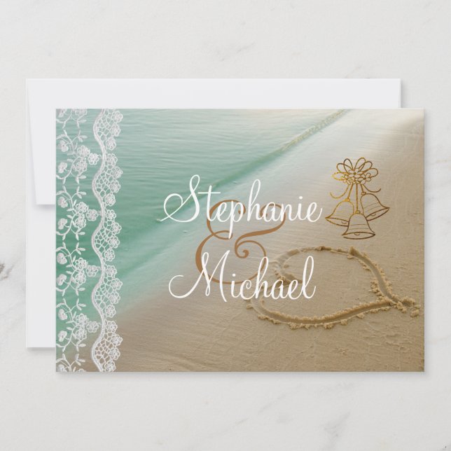 Coeur découpé dans le faire-part de mariage de (Devant)