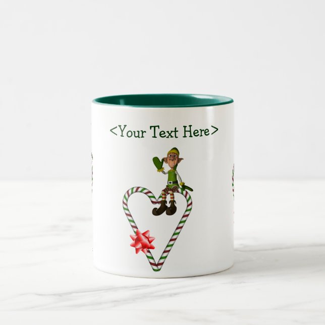 Coeur d'elfe masculin Mug de Noël personnalisé (Centre)