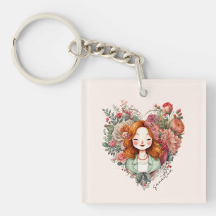 Coeur des fleurs - Femme encadrée dans le coeur fl