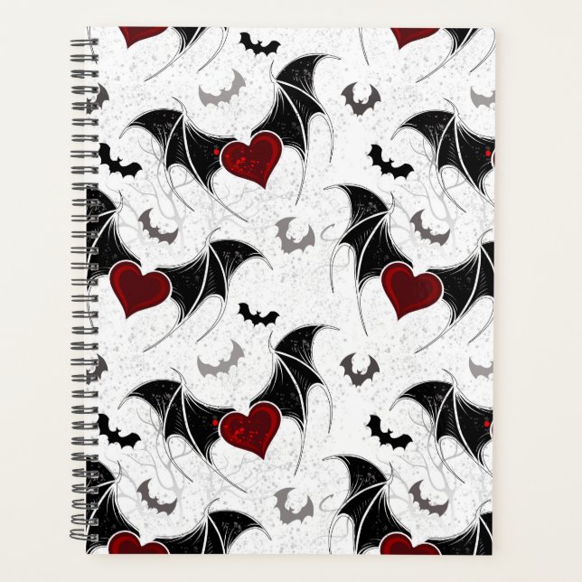 Coeur d'Halloween avec ailes de chauve-souris noir (Devant)
