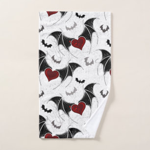 Coeur d'Halloween avec ailes de chauve-souris noir