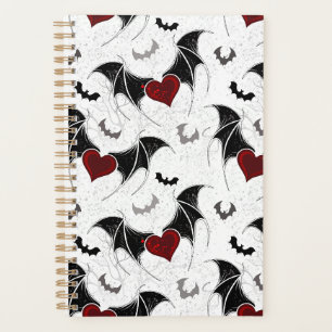 Coeur d'Halloween avec ailes de chauve-souris noir