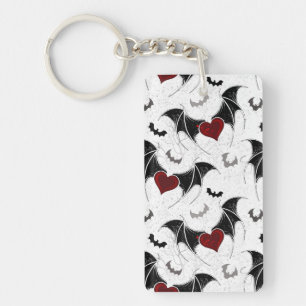 Coeur d'Halloween avec ailes de chauve-souris noir