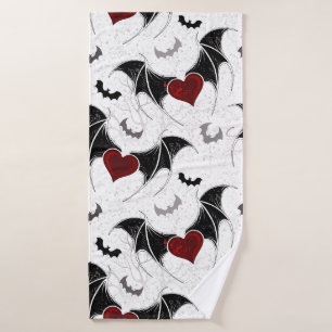 Coeur d'Halloween avec ailes de chauve-souris noir