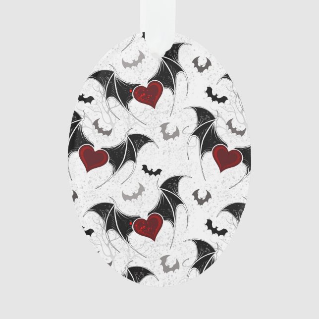 Coeur d'Halloween avec ailes de chauve-souris noir (devant)