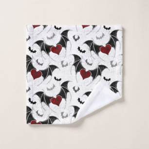 Coeur d'Halloween avec ailes de chauve-souris noir