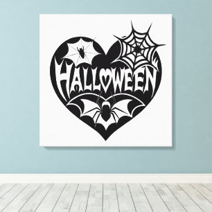 Cœur d'Halloween, forme de cœur noir, toile d'arai