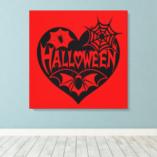 Cœur d'Halloween, Forme de cœur noir, Toile d'arai