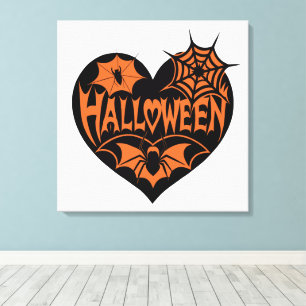 Cœur d'Halloween, Forme de cœur noir, Toile d'arai