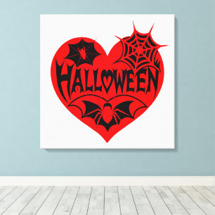 Cœur d'Halloween, Forme de cœur rouge, Toile d'ara