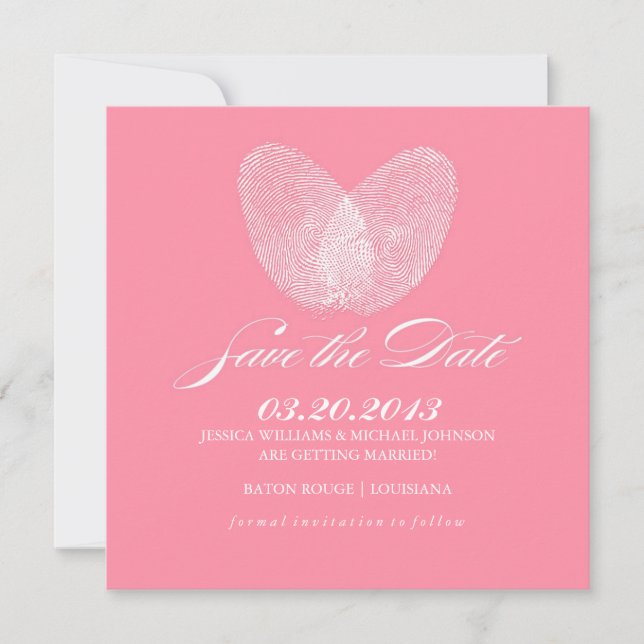 Coeur d'impression du pouce | Save the date (Devant)
