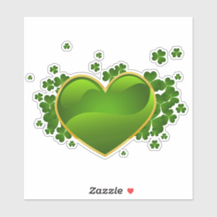Coeur doré avec sticker Shamrock