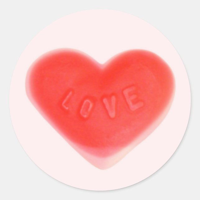 Coeur doux Pink autocollant rond (Devant)