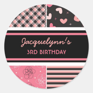 Coeur doux Pink Black Girl Anniversaire Sticker