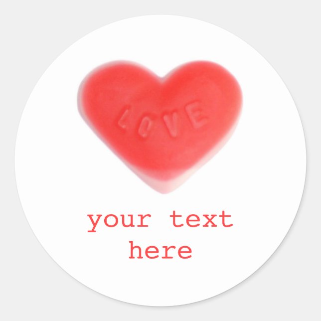 Coeur doux 'Votre Texte' autocollant rond (Devant)