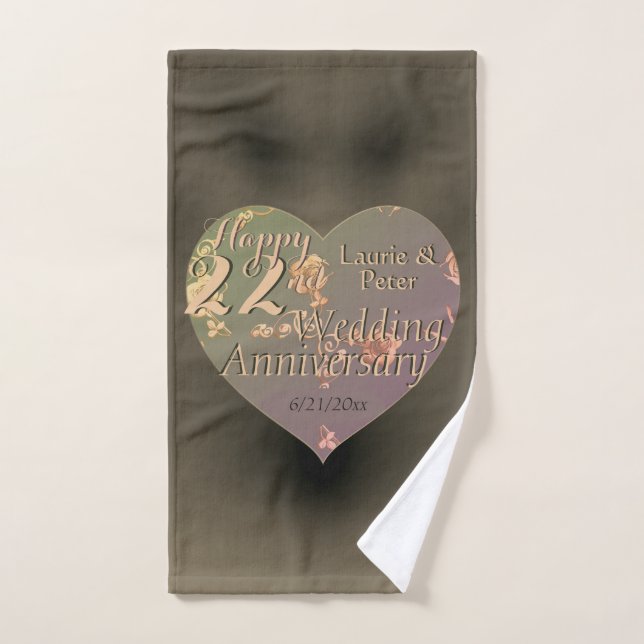 Coeur du 22e anniversaire du Mariage (Serviette à main)