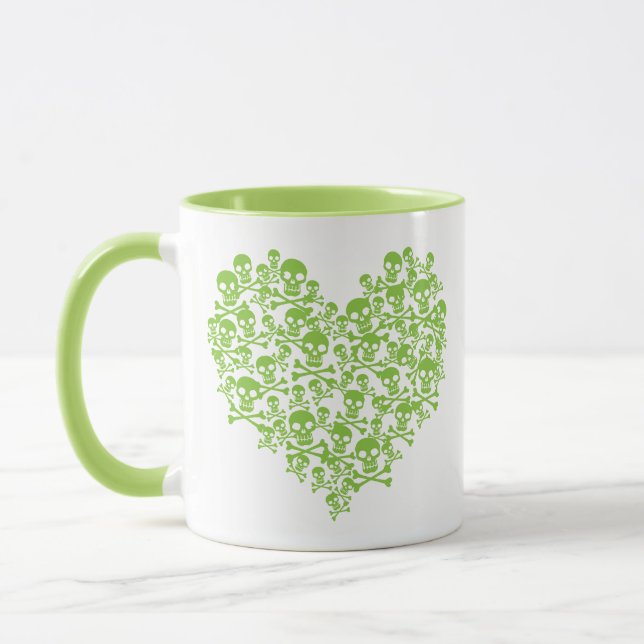 Coeur du crâne vert Mug (Gauche)