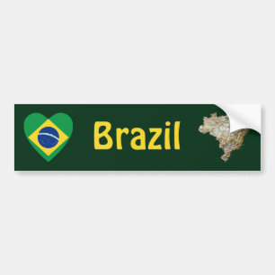 Coeur du drapeau brésilien + Sticker pare-chocs